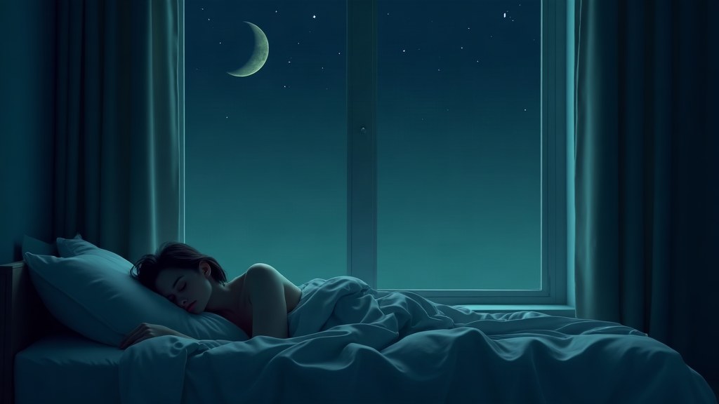 Sleep and weight loss — restful teal moonlight bedroom scene